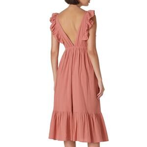 BA&SH Clay Pink Prairie Dress SMALL Cottage Ruffle Western Country Designer $250